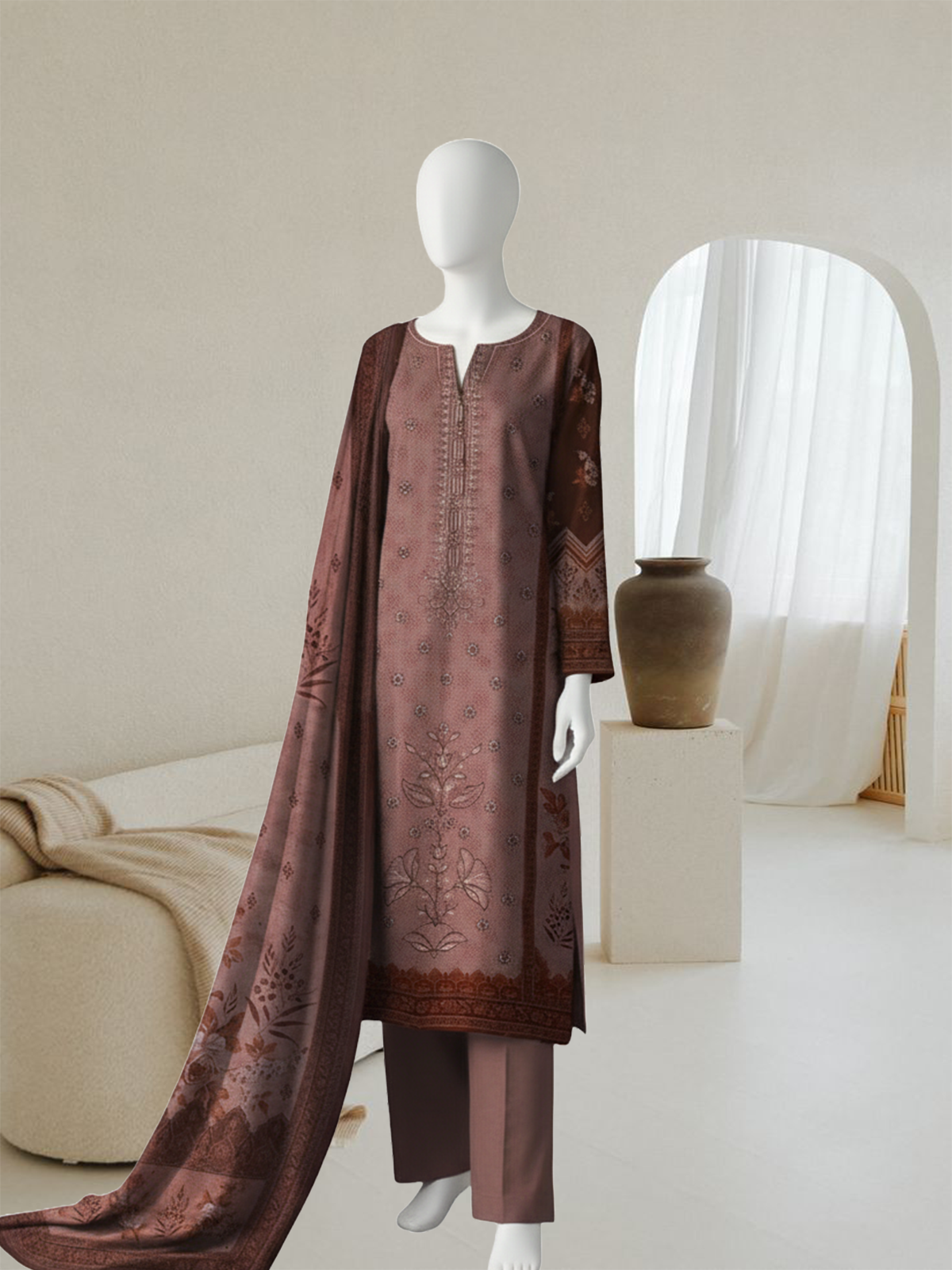 Elegant Brown Dhanak Suit