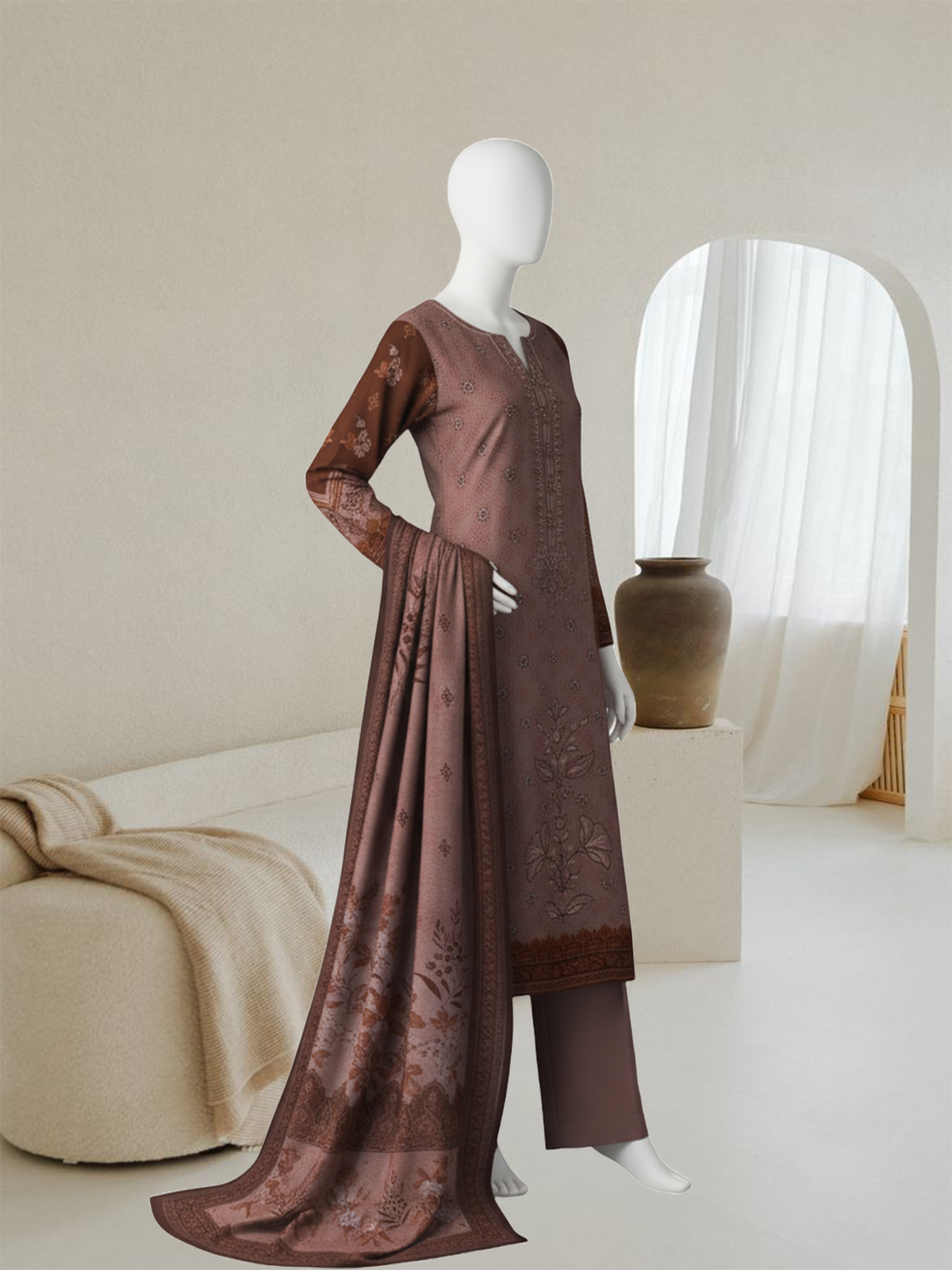Elegant Brown Dhanak Suit