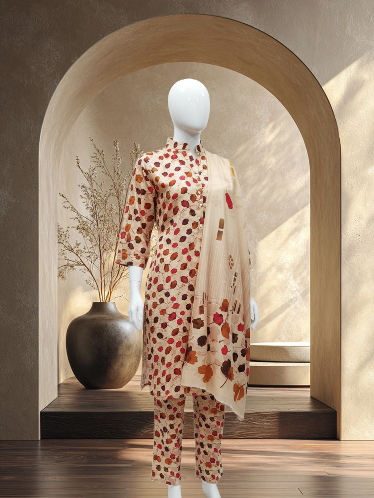 Cream Poppy Floral Twill 3-Piece Set